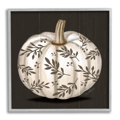 Feuille avec motif d'automne citrouille par Elizabeth Tyndall - Cadre photo, impression sur bois