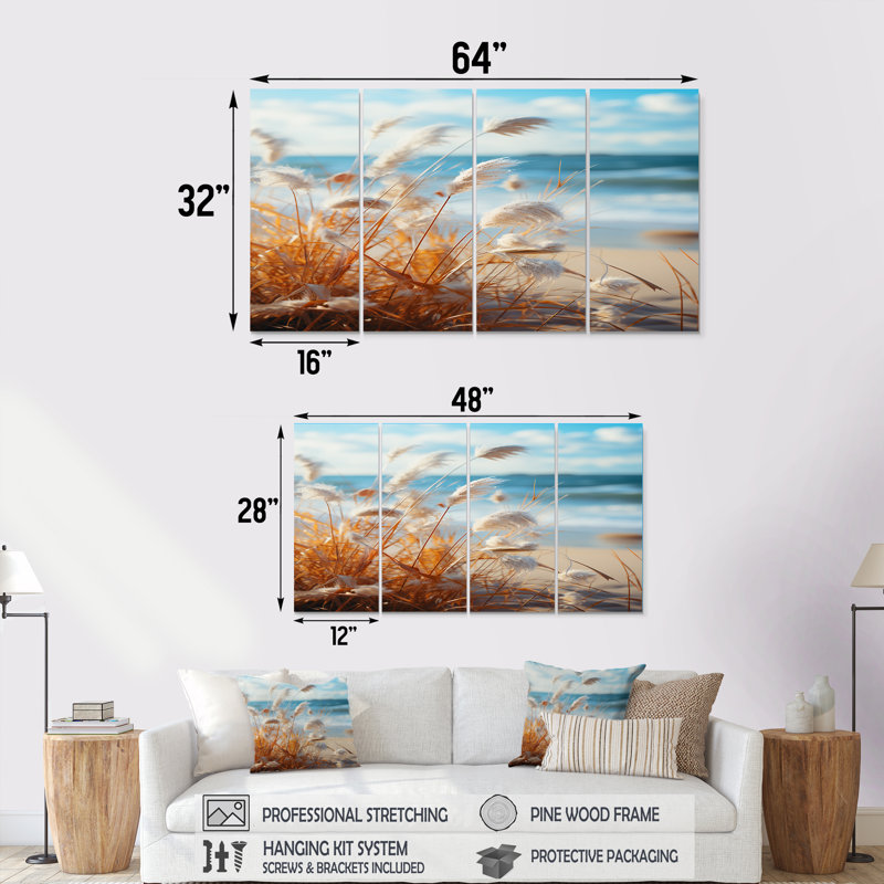 Salamone - Ensemble de 4 décorations murales de plage, H 32 po x l 64 po
