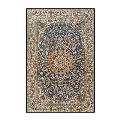 Tapis bleu/orange/ivoire traditionnel