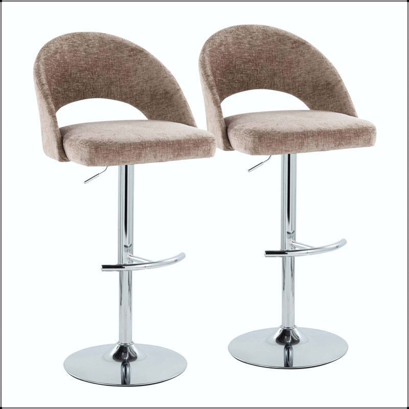 Tabouret de bar réglable avec pivot - ensemble de 2, Argent, Brun