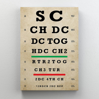 «Board To Read Crochet Pattern» - SC CH DC DC TOG HDC CH2 - 1 pièce, impression sur toile tendue