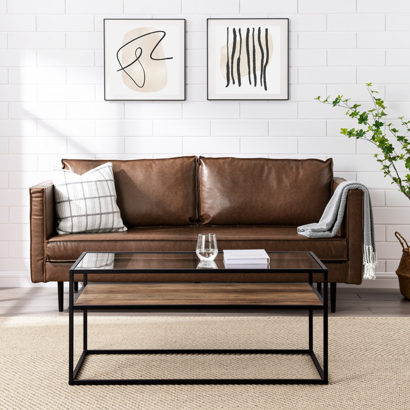 Ugarte Frame Coffee Table with Storage, Rustic Oak/Stone Grey