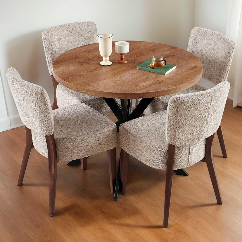 Danette 5 - Piece Dining Set, Brown, 5 Pieces: Table, 4 Chairs