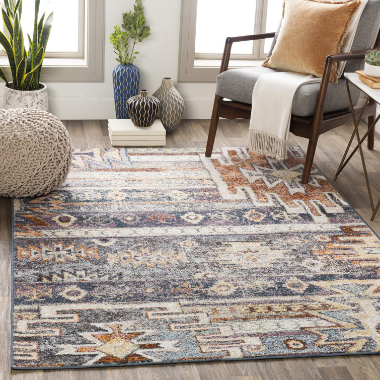 Jamieson Machine Woven Blue/Orange Area Rug