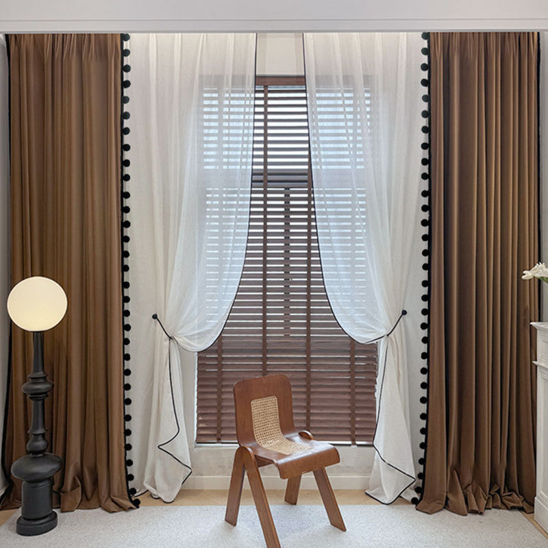 Pompom Curtains For Living Room Dining Room, Bedroom, Balcony 1 Panel, 59" W x 106" L