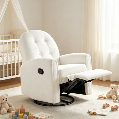 33.46’’ Nursery Rocking Chair, Upholstered Swivel Recliner