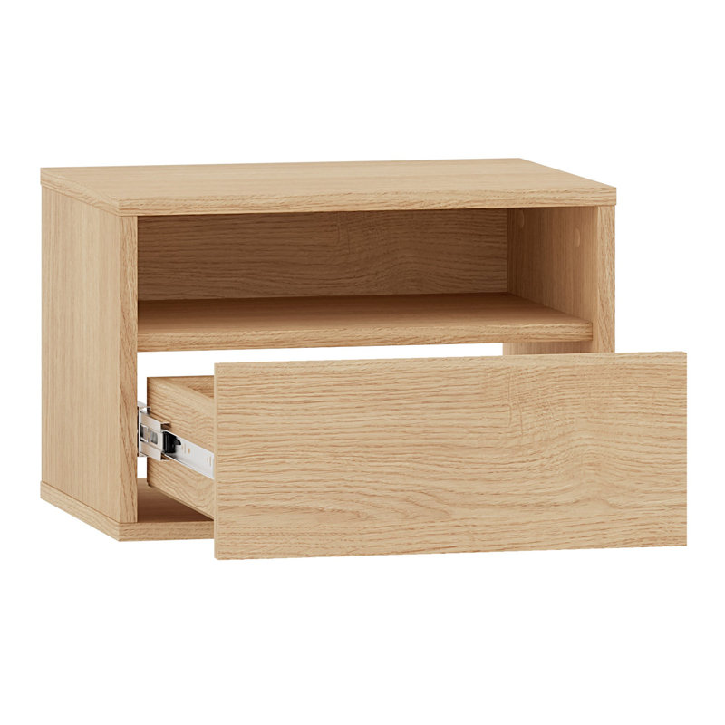 Solid Wood Bedside Table, Beige