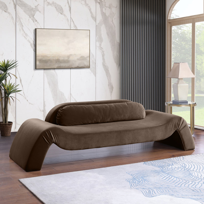 Causeuse Austin, Velours brun, 29.5" H x 107" W x 34" D