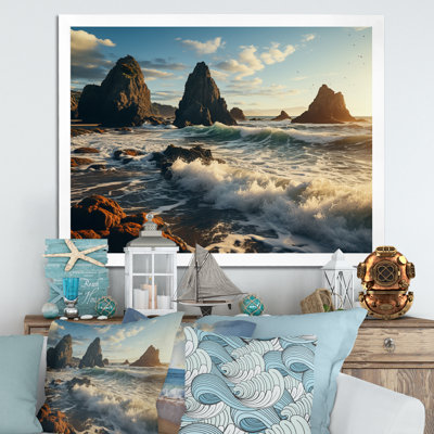 «Soumaya Rocky Beach Sea Stacks On», reproduction sur toile