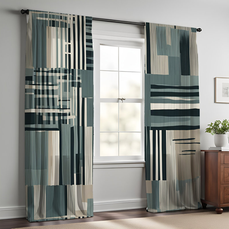 Paire de rideaux semi-transparents en polyester Gursehaj, L 56 po x L 78 po