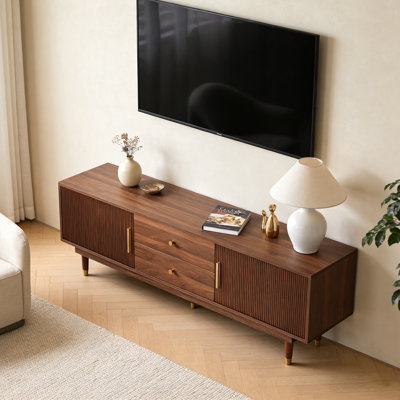 Medieval Modern Style Tv Cabinet, 78.7''entertainment Center, With Drawers And Storage Cabinets For Media Control,for Living Rooms,walnut