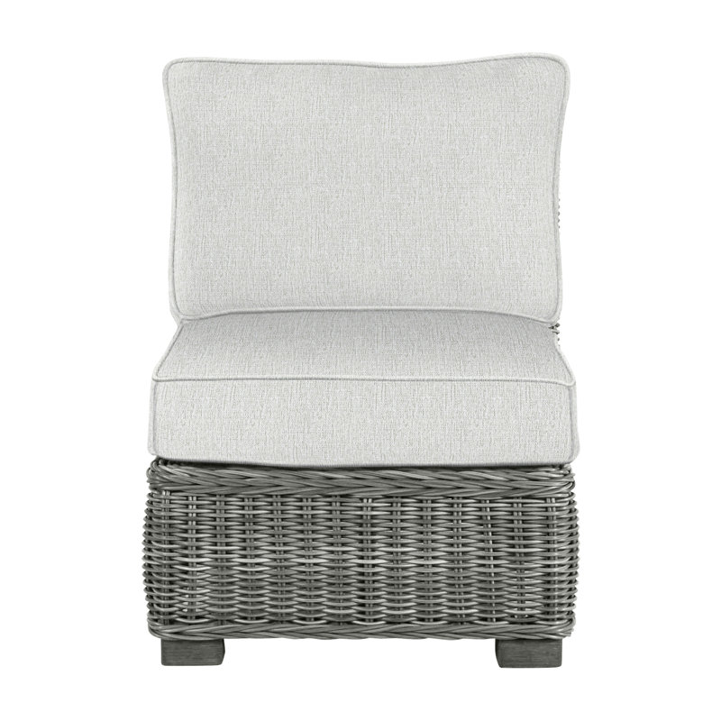 Fauteuil de chambre modulaire d'extérieur en résine tressée rustique N-Dura, Gris ardoise, Welt, Perle Bali
