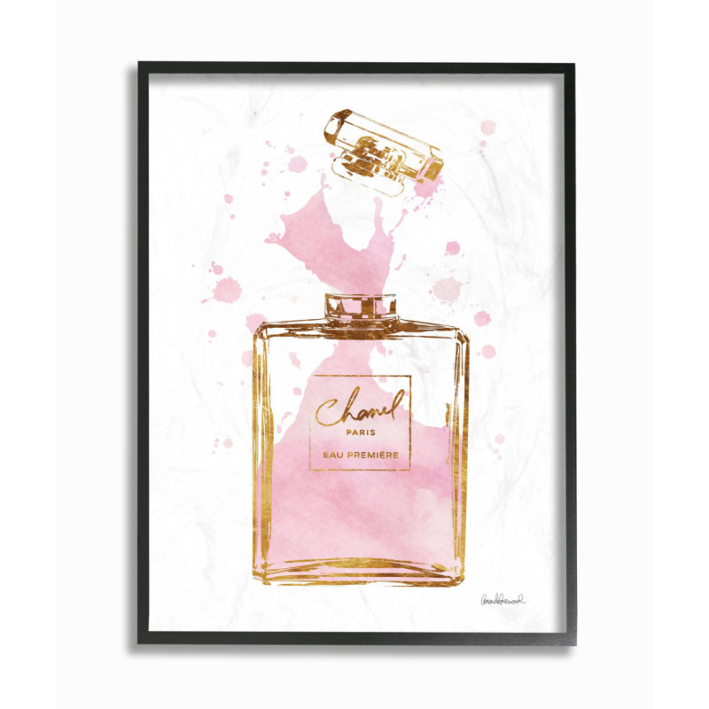 «Fashion Designer Perfume Pink Gold», impression, H 20 po x l 16 po, Giclée encadrée noir minuit