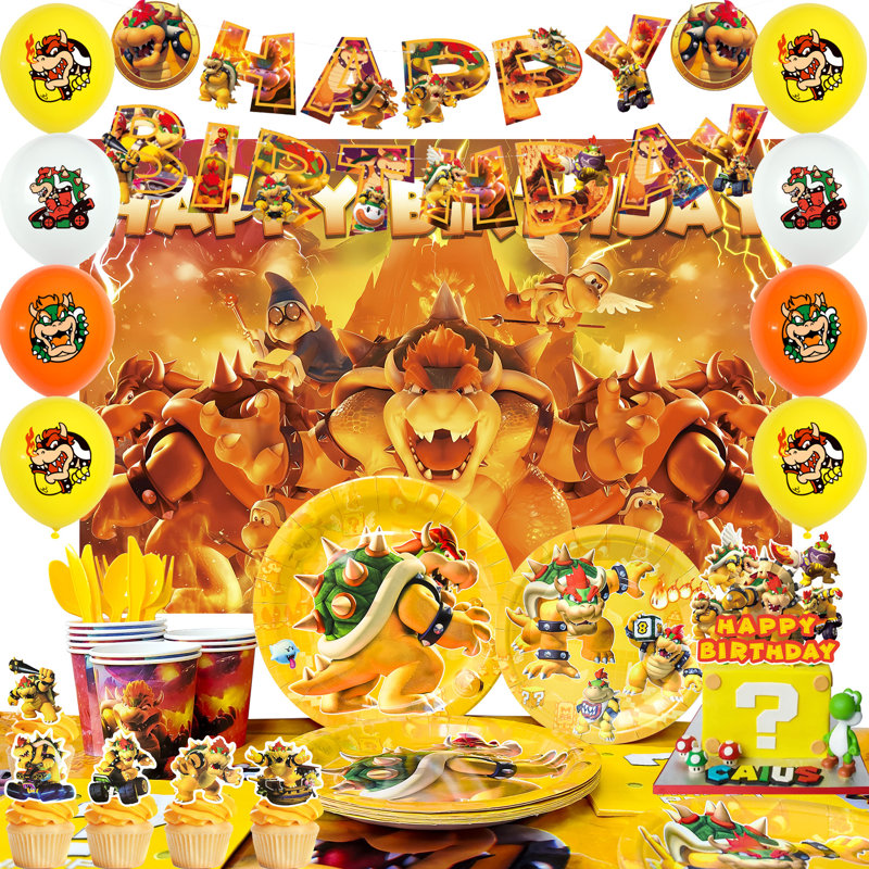 112 Pcs Party Supplies for Bowser Birthday Decorations for King Kuppa