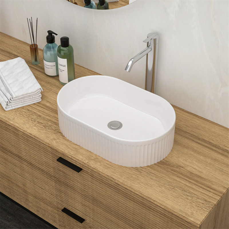 Lavabo de salle de bain vasque ovale en céramique
