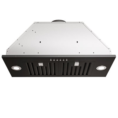 30 inch 900 CFM Convertible Insert Range Hood 4 Speed Quiet Black Stainless Steel Panel Push Button Control with LED Lights