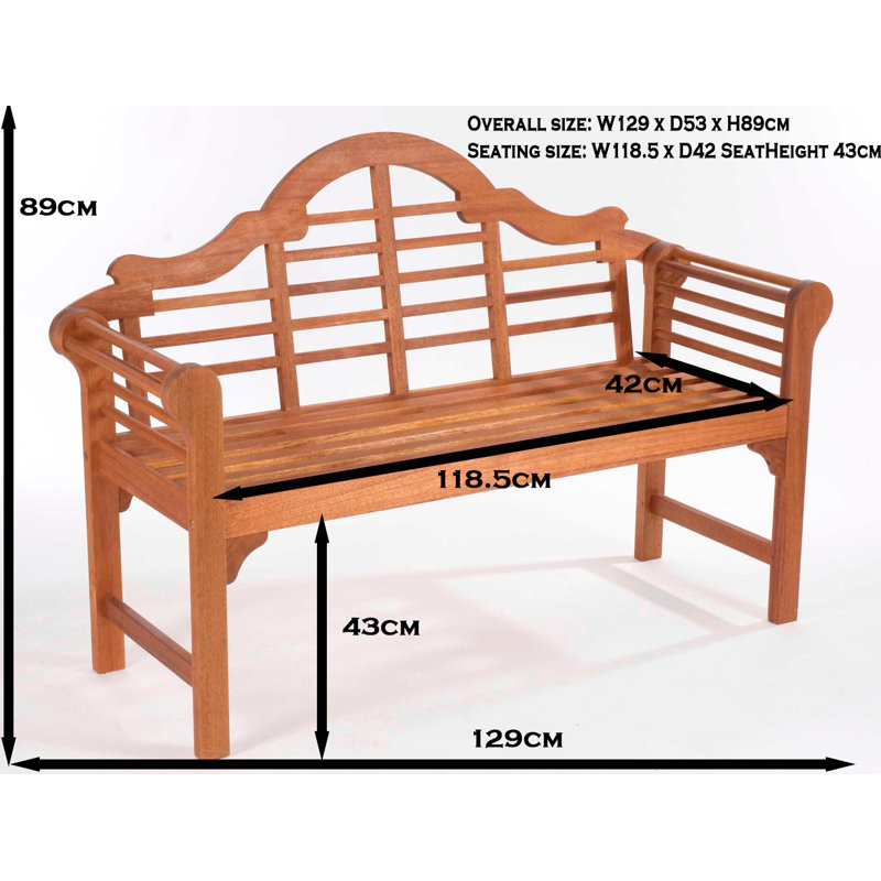 Rosenfeld Traditional Wooden 2 Seater Bench, Natural