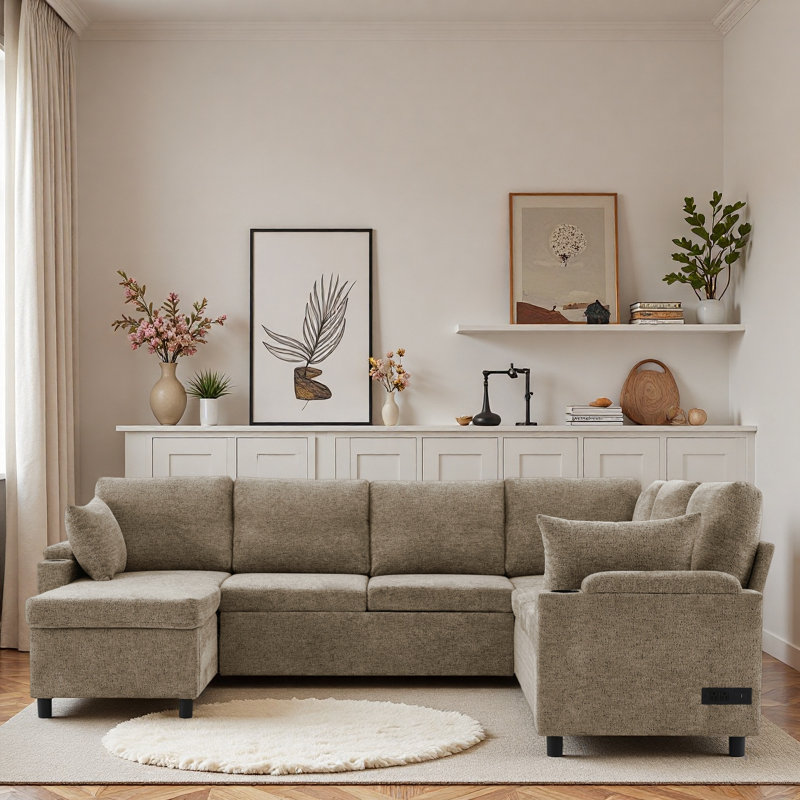 Modular Sectional Sofa With Two Movable Ottomans