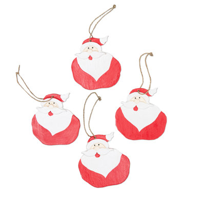 Alcott Hill Handmade Happy Santas Wood Holiday Ornaments -  Alcott HillÂ®, 755C1FAD7B5A48F68406086274DEDE9B