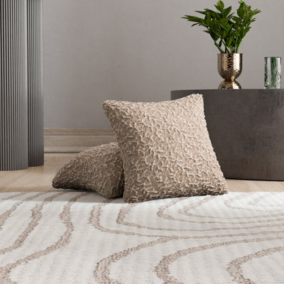 Stretchy Slipcover for Throw Pillow - Premium Quality & Style - Jacquard Collection (Set of 2)