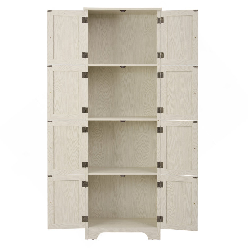 72.4" Tall Storage Cabinet Tall Storage Cabinet With 8 Doors And 4 Shelves ,Bookshelf Living Room, Kitchen, Dining Room, Office  Freestanding Storage Cabinet, WHI