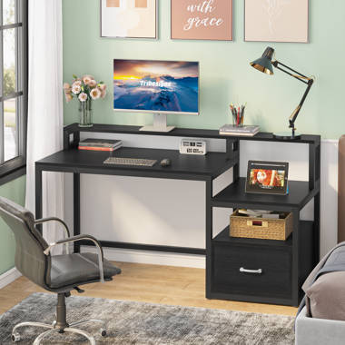 Bansilal Computer Desk, Home Office, Laptop, Left, Right Set-Up, Storage  Drawers, 60L, Metal, Laminate