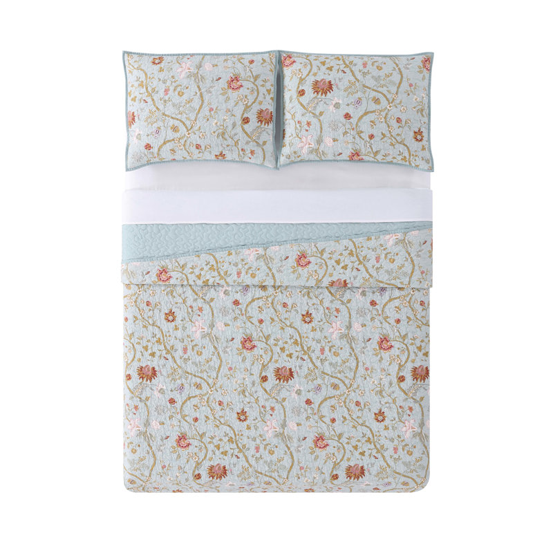 Blue Twin Reversible Cotton Quilt Set