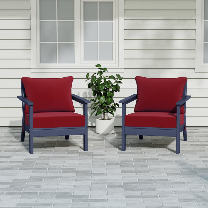 Chaise profonde avec coussins (ensemble de 2), Marine, Red