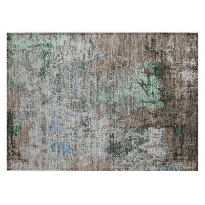 Machine Washable Indoor/Outdoor Xhevrie Taupe Rug