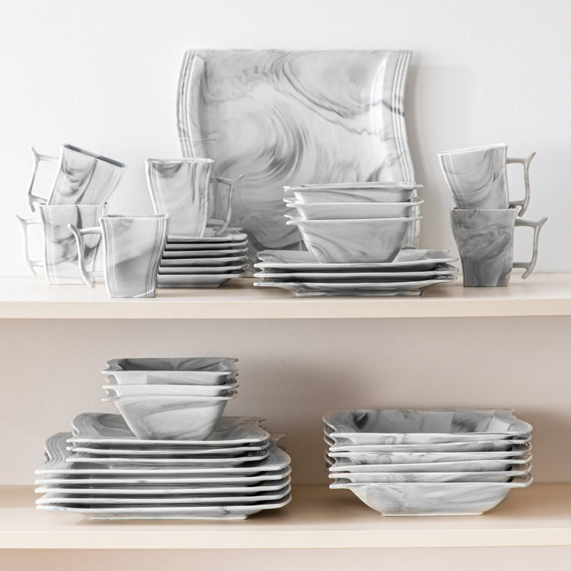  36 Piece Porcelain China Dinnerware Set - Service for 6