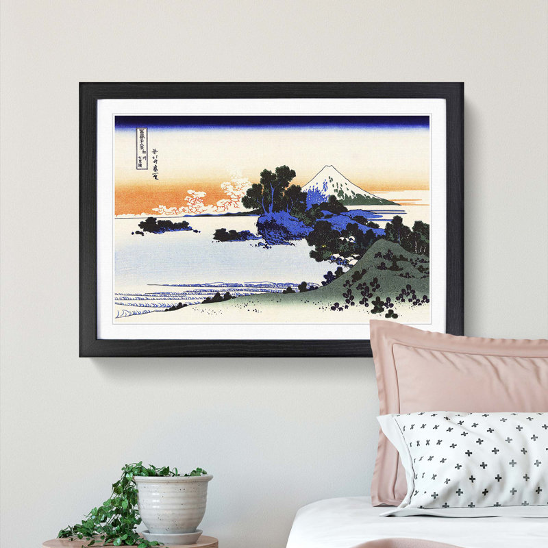 Shichiri Beach by Katsushika Hokusai - Picture Frame Painting Print, Black Framed, 48cm H x 65cm W x 2cm D