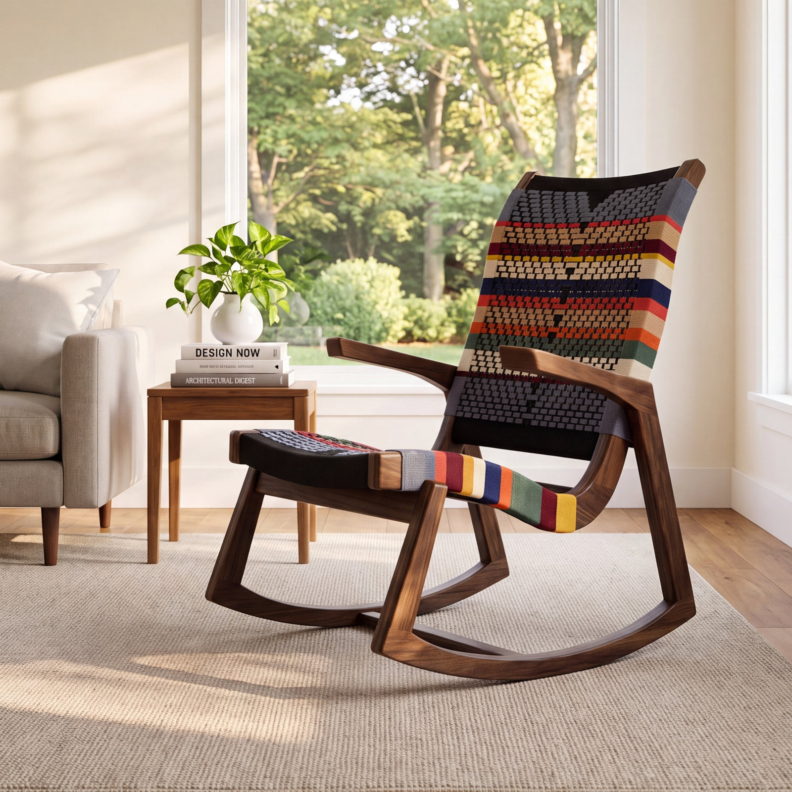 Amador Rocking Chair, San Geronimo Pattern, Black