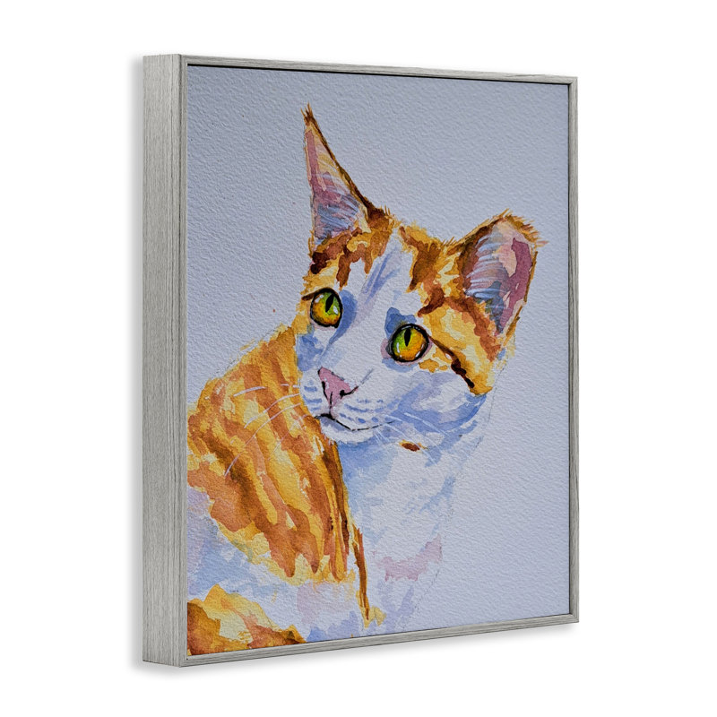 Giclée encadrée «Orange Cat Expression» par Tatiana Roberts, Estampe numérique Farmhouse, H 14 po x l 11 po