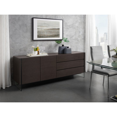 Il Vetro Buffet In Gray Oak Veneer With Storage.