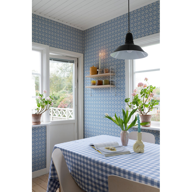 Huset I Solen Geometric Wallpaper Roll, Sapphire