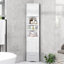 Multi-Functional Corner Cabinet Tall Bathroom Storage Cabinet with Two Doors and Adjustable Shelves, Open Shelf