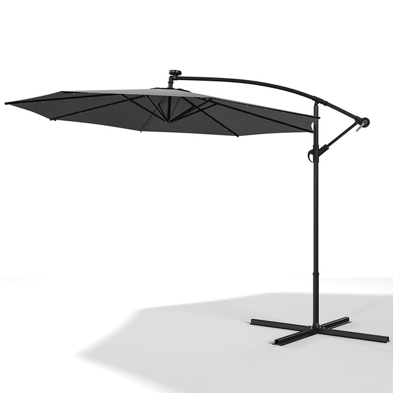 Seraphina 3m Cantilever Parasol with LED Light, Dark Grey