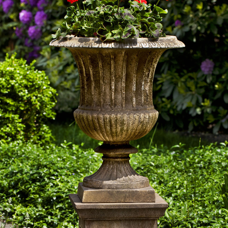 Smithsonian Urn Planter, Aged Limestone