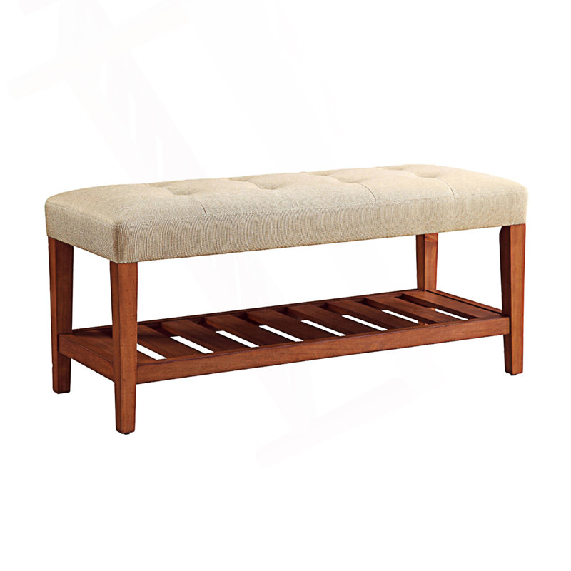 Banc rembourré avec rangement ouvert, banc de vestibule, Beige
