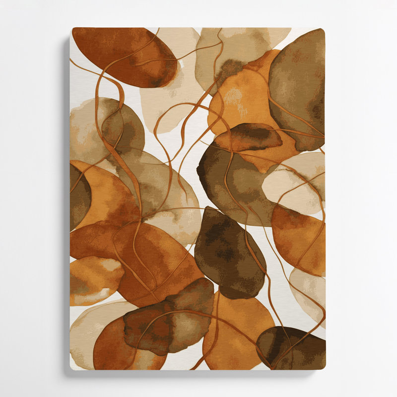 Abstrait aquarelle 7, art mural en métal brun, H 12 po x l 18 po