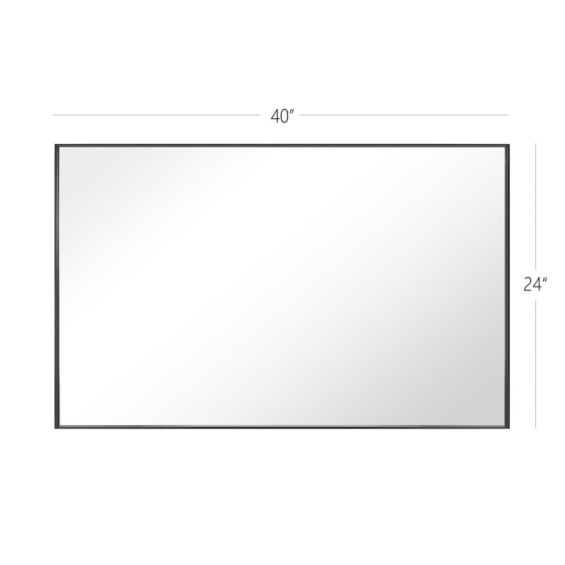 Modern & Contemporary Metal Framed Rectangle Wall Mirror Bathroom / Vanity Mirror, Black, 40" x 24"