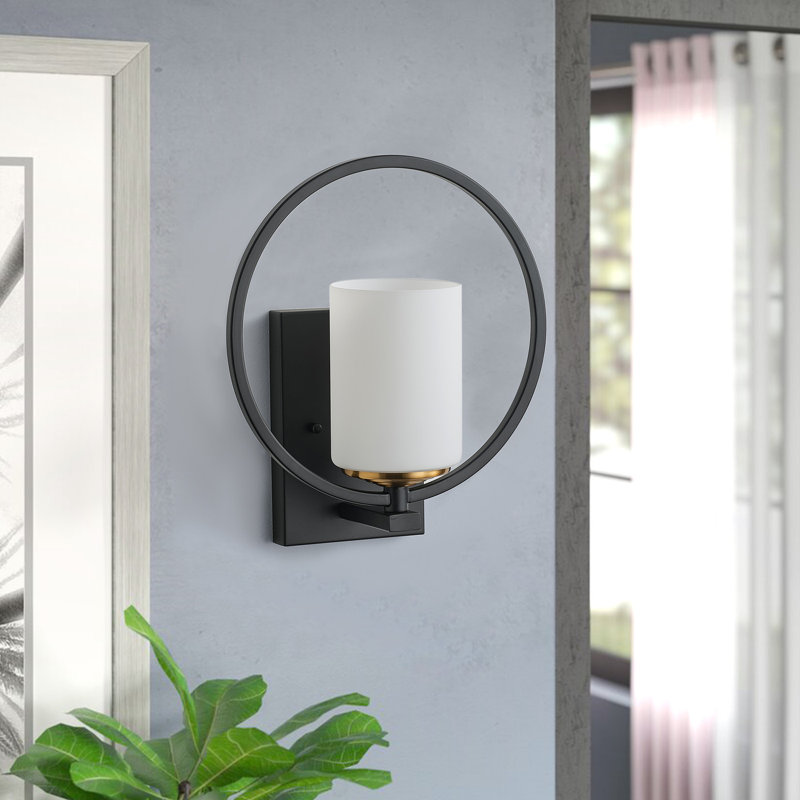 1-Iron circular dimmable glass wall lamp