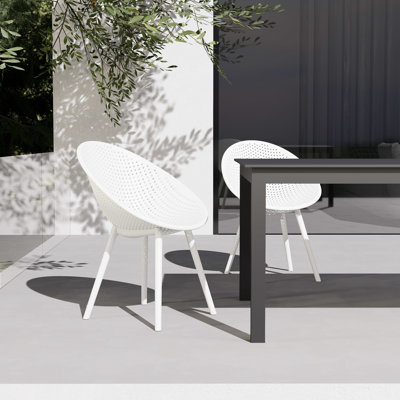 Chaise d'appoint de salle à manger en plastique 2pc Norna