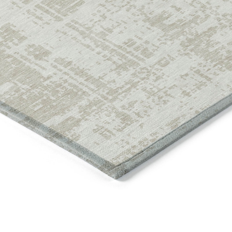 Tapis extérieur lavable abstrait ivoire et beige 8 pi x 10 pi
