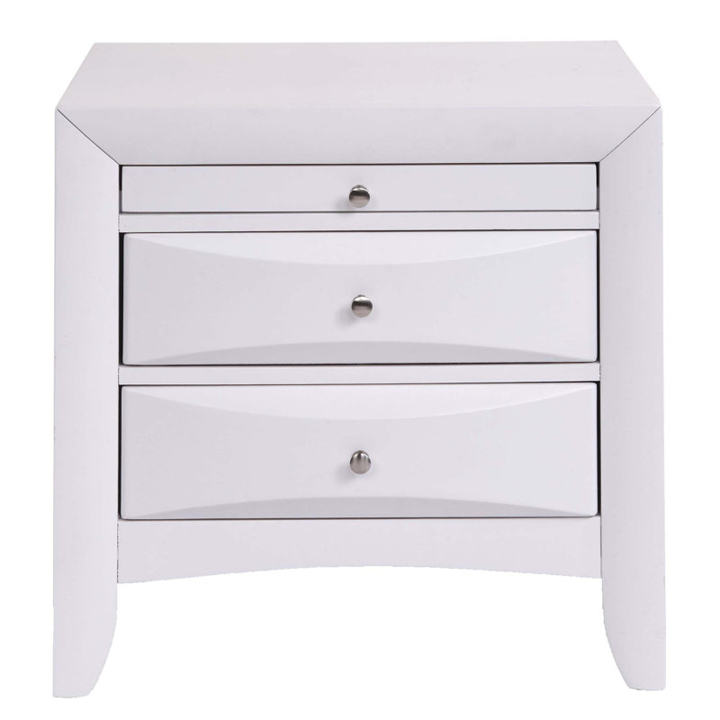 Table de chevet avec 2 tiroirs, Blanc