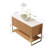 Tulio 48" Bathroom Vanity&Sink, Freestanding Storage Cabinet With 3 Doors&Open Shelf, White Bowl Ceramic Vessel Basin With Stone Pattern&Carrara White Sintered Stone Countertop, Woodgrain Color