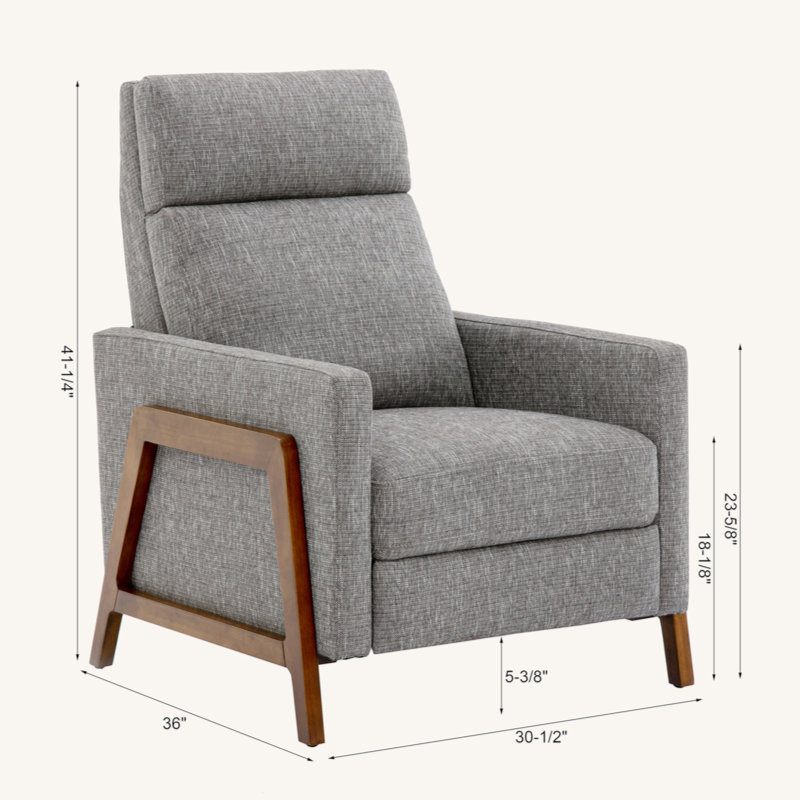 Vivian Push Back Recliner In Performance Fabric - Ashen, Gray