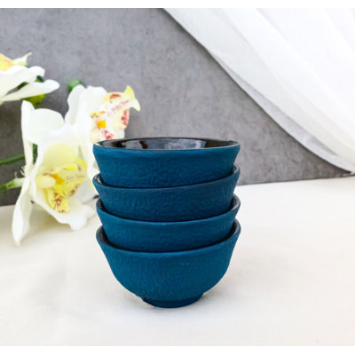 Ensemble de 4 petites tasses à thé en fonte de style japonais Tetsubin