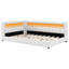 Lit plateforme double tapissier double avec ports USB et ceinture lumineuse à DEL, lit multifonctionnel pour enfants, blanc-2081656200-2081656203