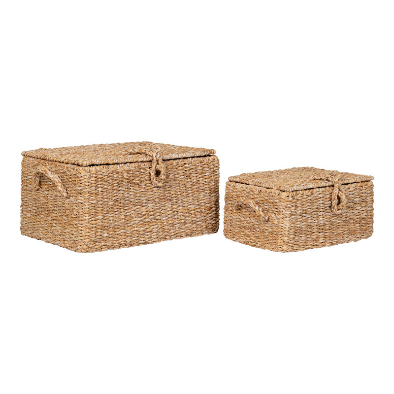 Beachcrest Home Maegan Seagrass, Iron Decorative Basket